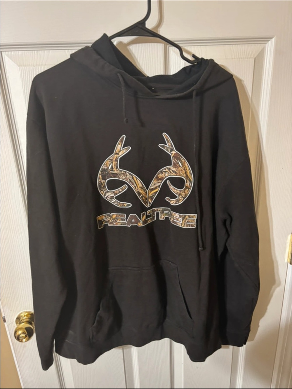 Realtree Black Hoodie with Camo Antler Logo